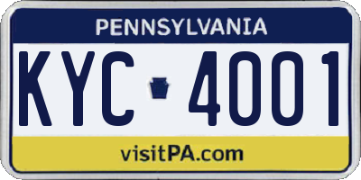 PA license plate KYC4001