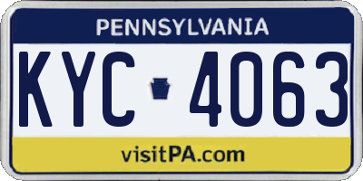 PA license plate KYC4063