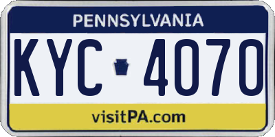 PA license plate KYC4070