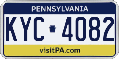 PA license plate KYC4082