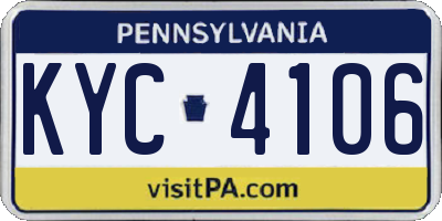 PA license plate KYC4106