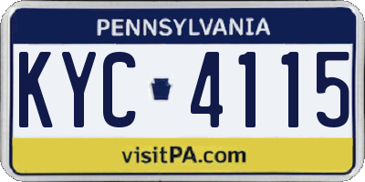 PA license plate KYC4115