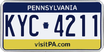 PA license plate KYC4211