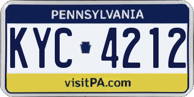 PA license plate KYC4212
