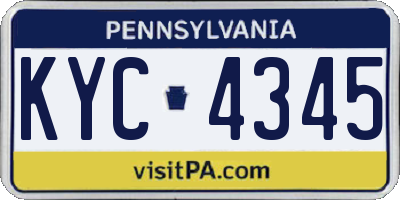 PA license plate KYC4345