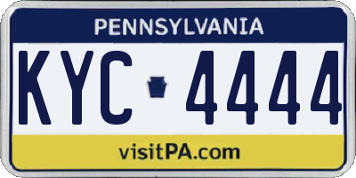 PA license plate KYC4444