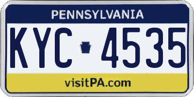 PA license plate KYC4535