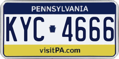 PA license plate KYC4666