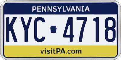 PA license plate KYC4718