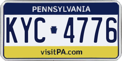 PA license plate KYC4776