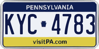 PA license plate KYC4783