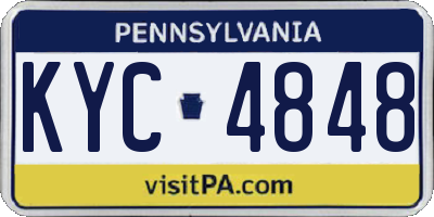 PA license plate KYC4848