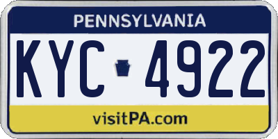 PA license plate KYC4922