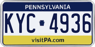 PA license plate KYC4936