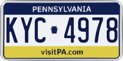 PA license plate KYC4978