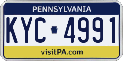 PA license plate KYC4991