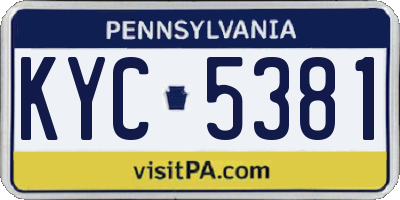 PA license plate KYC5381