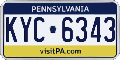 PA license plate KYC6343