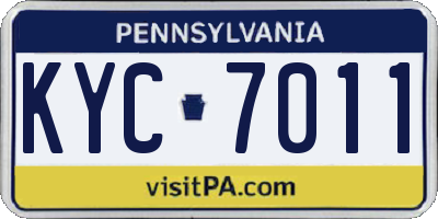 PA license plate KYC7011