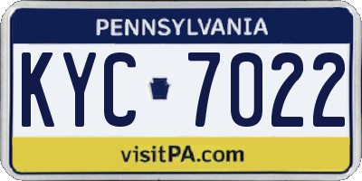 PA license plate KYC7022