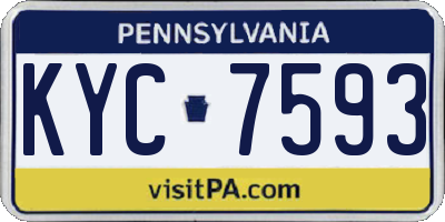 PA license plate KYC7593