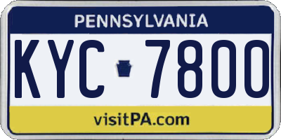 PA license plate KYC7800