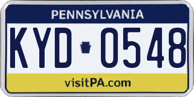 PA license plate KYD0548