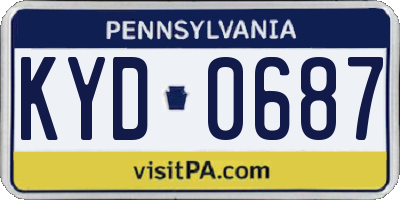 PA license plate KYD0687