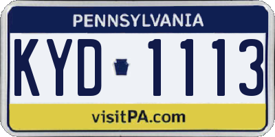 PA license plate KYD1113