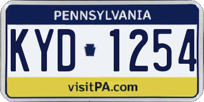 PA license plate KYD1254