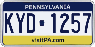 PA license plate KYD1257