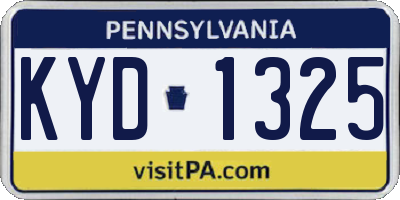 PA license plate KYD1325