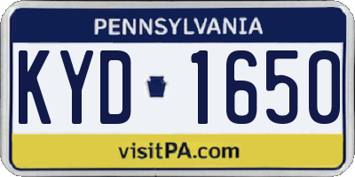 PA license plate KYD1650