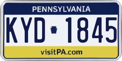 PA license plate KYD1845