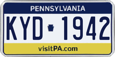 PA license plate KYD1942