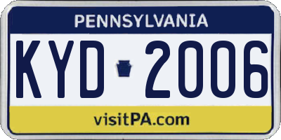 PA license plate KYD2006