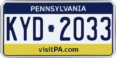PA license plate KYD2033