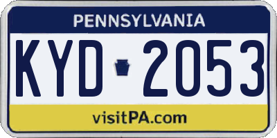 PA license plate KYD2053
