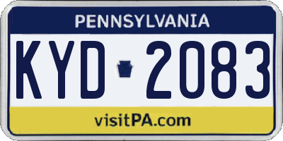 PA license plate KYD2083