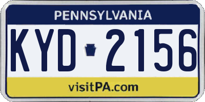 PA license plate KYD2156