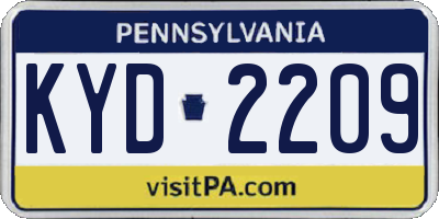 PA license plate KYD2209