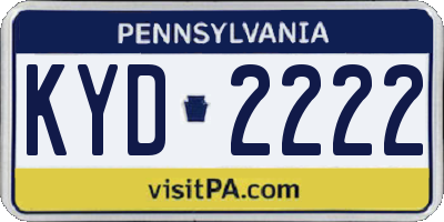 PA license plate KYD2222