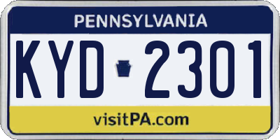 PA license plate KYD2301