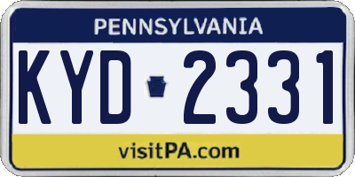 PA license plate KYD2331