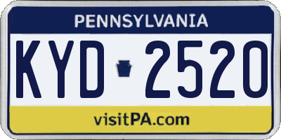 PA license plate KYD2520