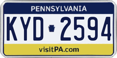 PA license plate KYD2594