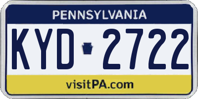 PA license plate KYD2722
