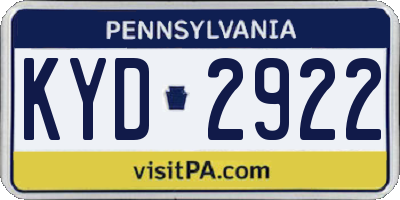PA license plate KYD2922