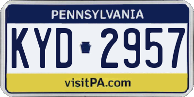 PA license plate KYD2957