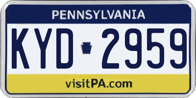 PA license plate KYD2959